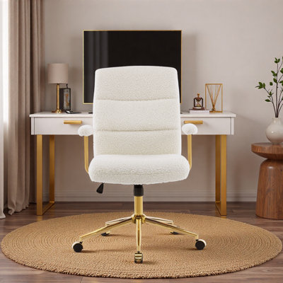 Chaise de bureau texturée en tissu Boucle, chaise de bureau moderne à hauteur ajustable avec accoudoirs rembourrés