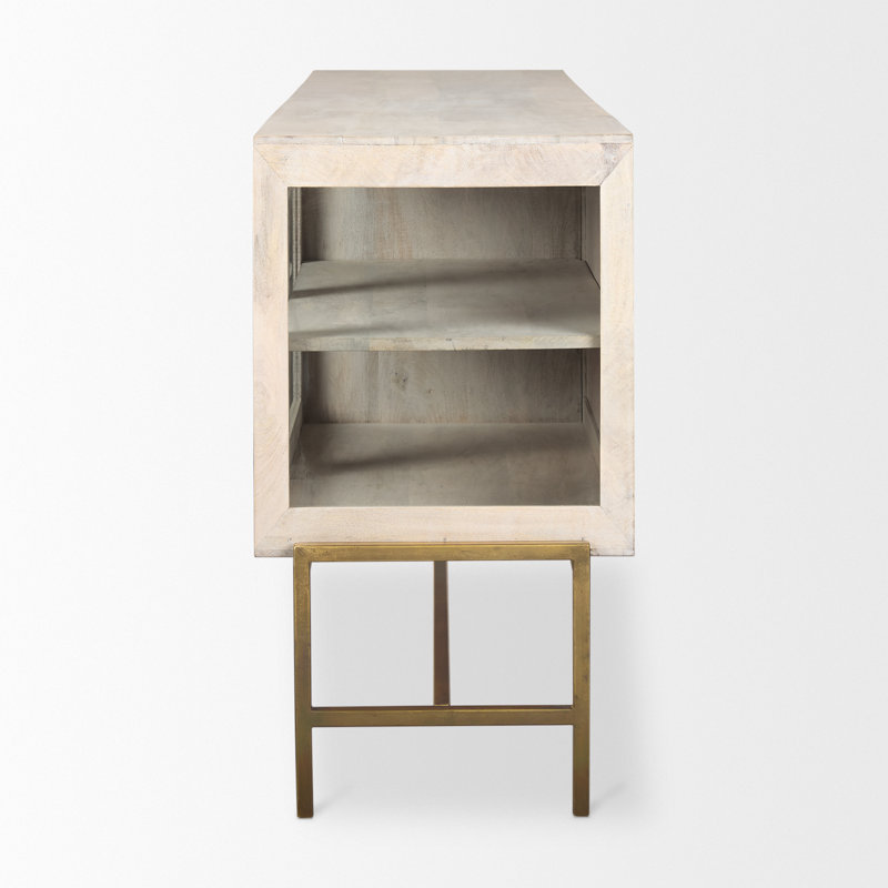 Warner 70'' Gold and White Wood Glass Sideboard