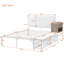 Lit plateforme en métal blanc avec tablettes, armoire en bois et espace de rangement confortable avec repose-pieds-1706002592