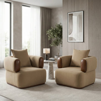 Chaise d'appoint rembourrée en velours avec accoudoirs et coussin ronds