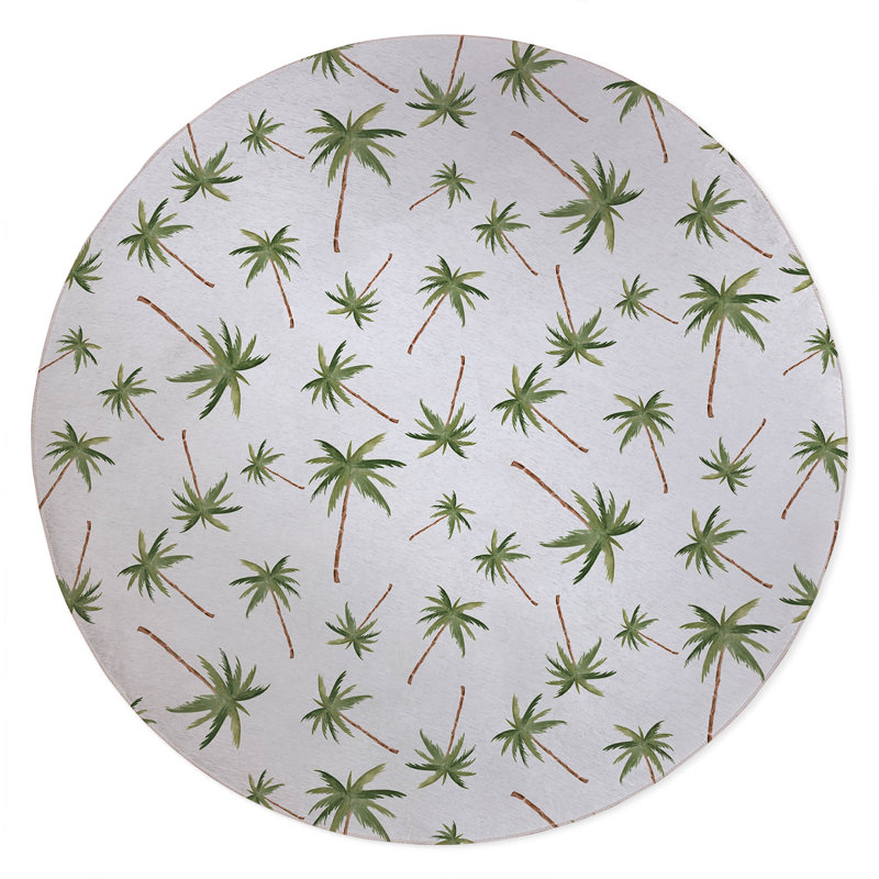Summer Palms Outdoor Rug, Round 5'