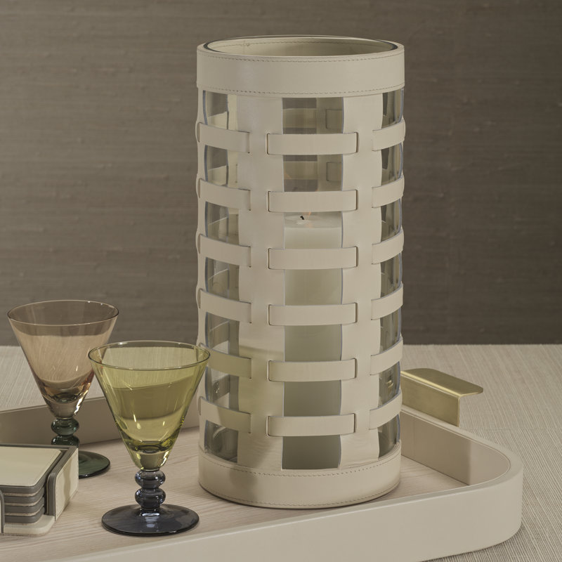 Vase en verre tissé Nappa, Crème, crème