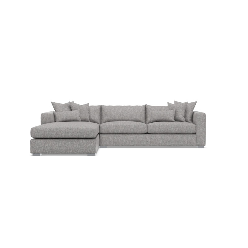 Chaise Sectional, Gray Polyester