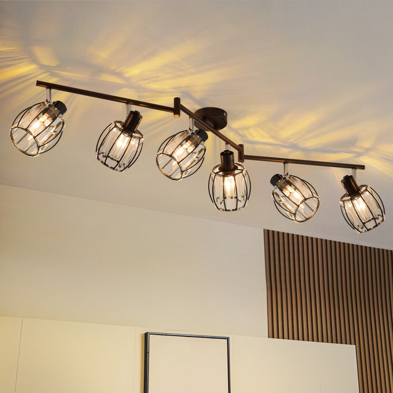 6 -Light E14 Retro black Ceiling Spotlight glass shape