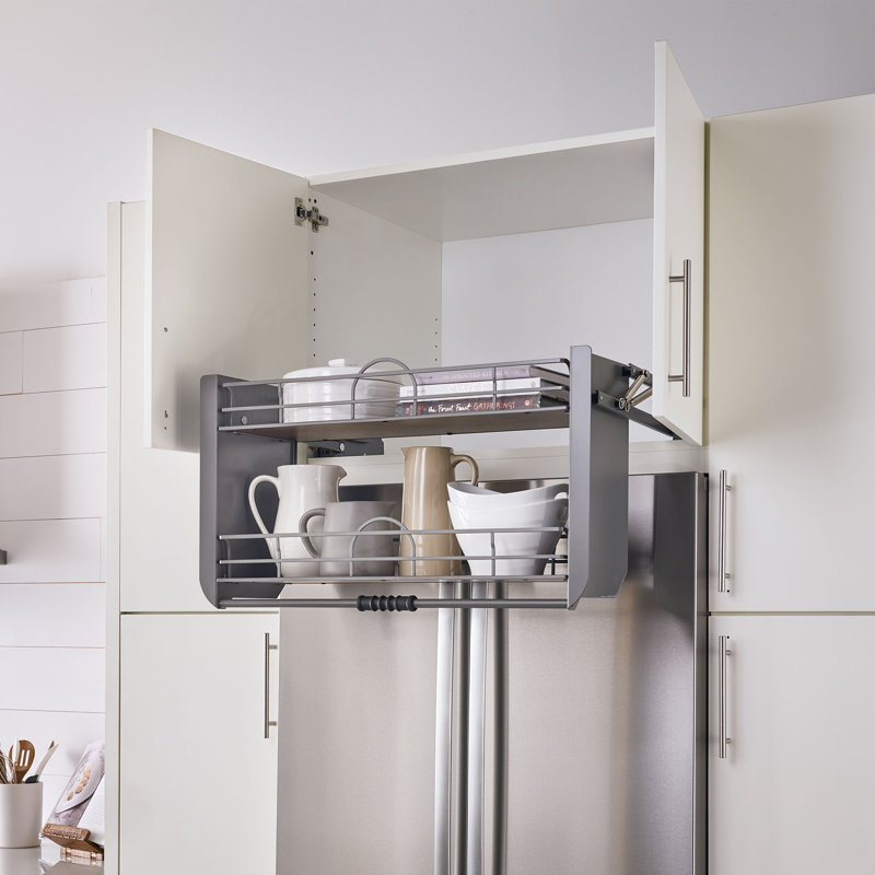Rev-A-Shelf Kitchen Pulldown Wall Cabinet Shelf System, 34" W, Orion Gray