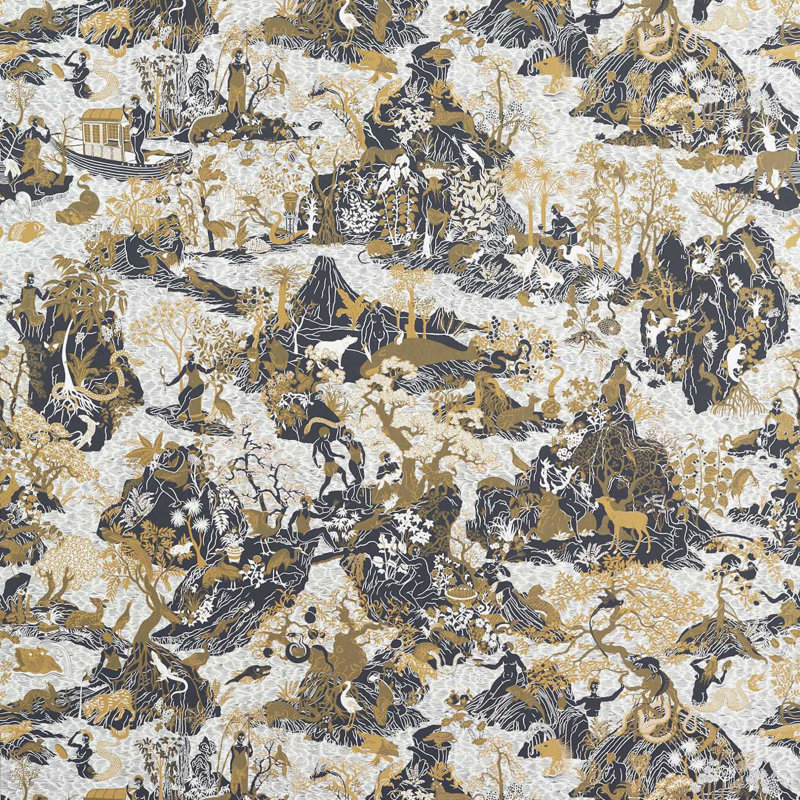 Avalonis Wallpaper, Vine Black/Gold