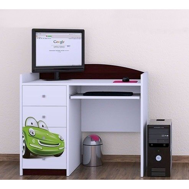 Ondine Car 100cm W Computer Desk, Dark Brown