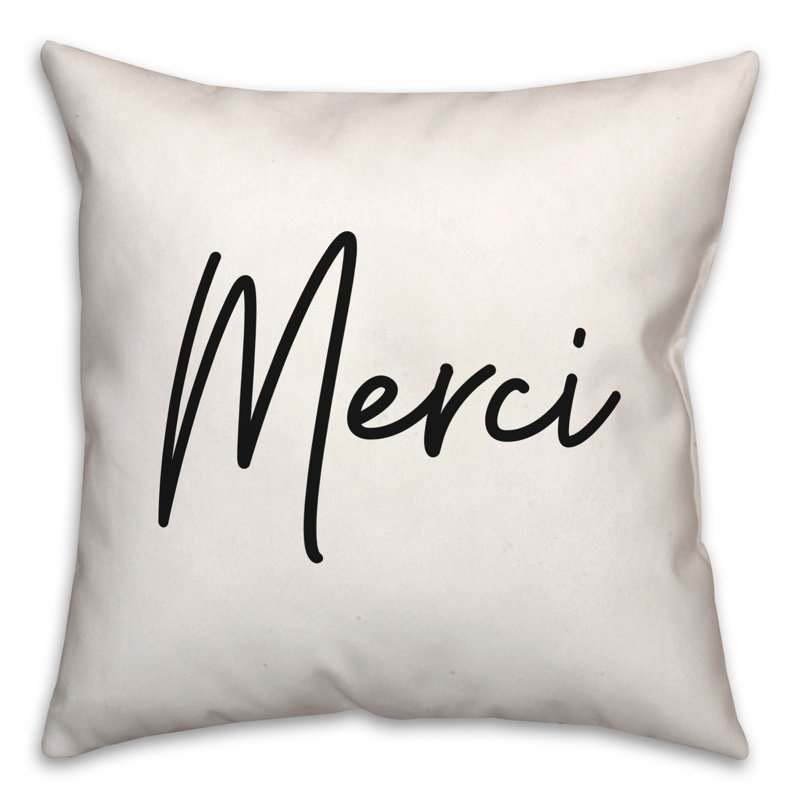 Coussin décoratif noir et blanc Collection Typographie Merci