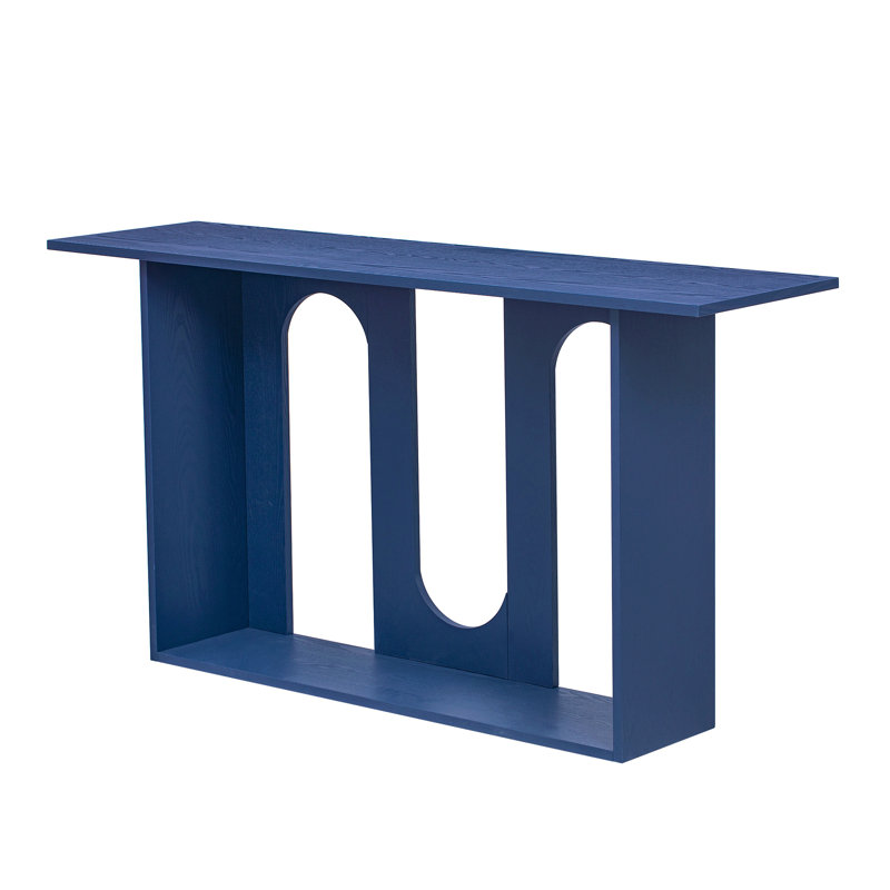 Ash Veneer Console Table With Shelf, Navy Blue