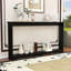 Console étroite en bois avec texture ondulée, table de rangement pour le vestibule, table à dossier pour canapé-2129148924