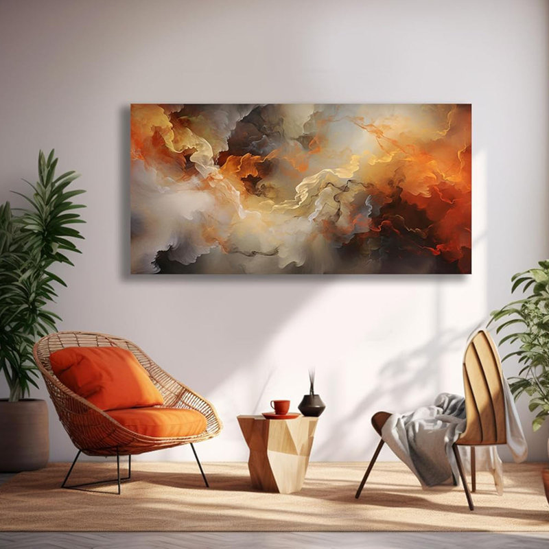 Abstrait art mural orange, art mural, impressions sur toile, décoration murale pour salon, chambre, bureau, décoration, 20 po x 40 po