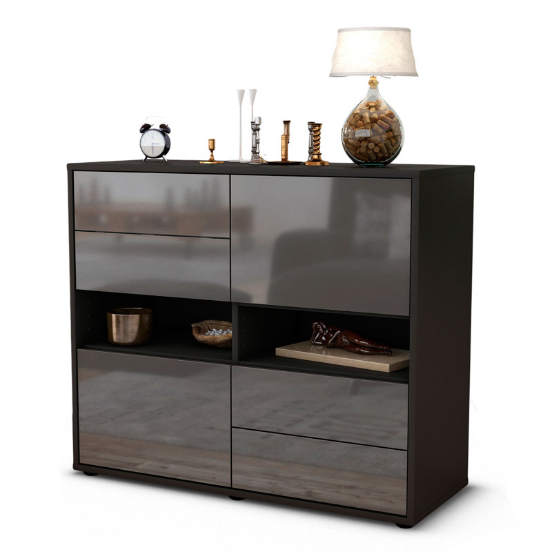 Prosper 92 cm W Sideboard, Anthracite/High-gloss grey