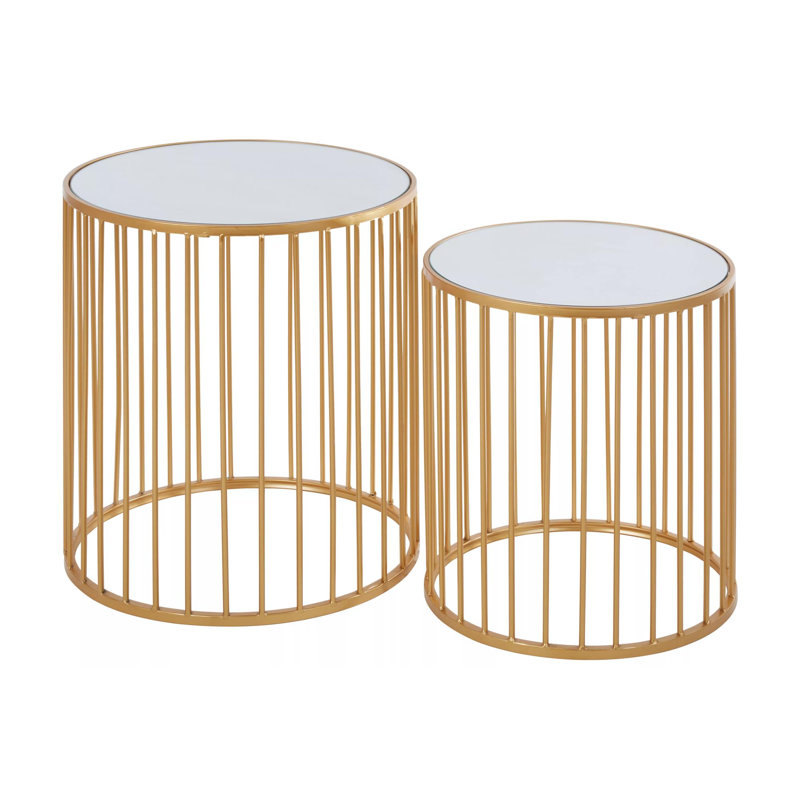 Elston Glass Top Drum Nesting Tables