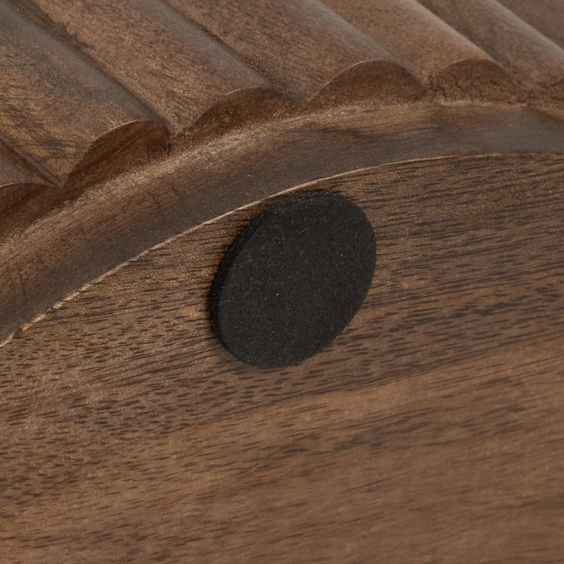 Table à boissons ronde en bois nervuré, Bois brun foncé