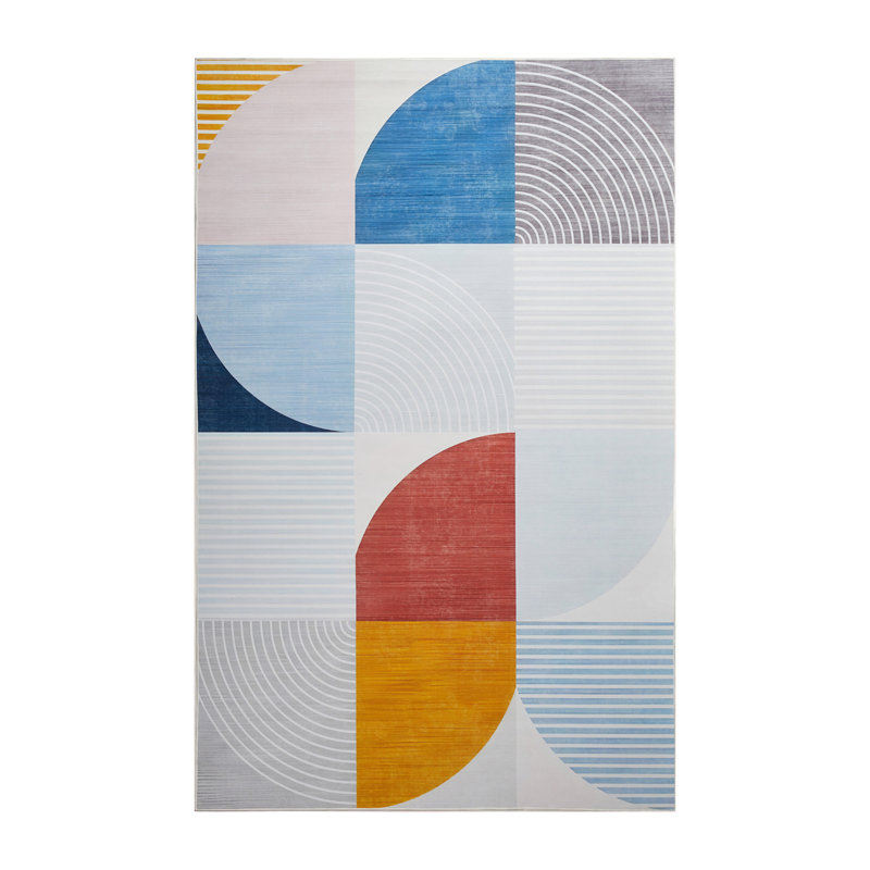 Abstract Machine Printed Area Rug, Rectangle 60 x 110 cm