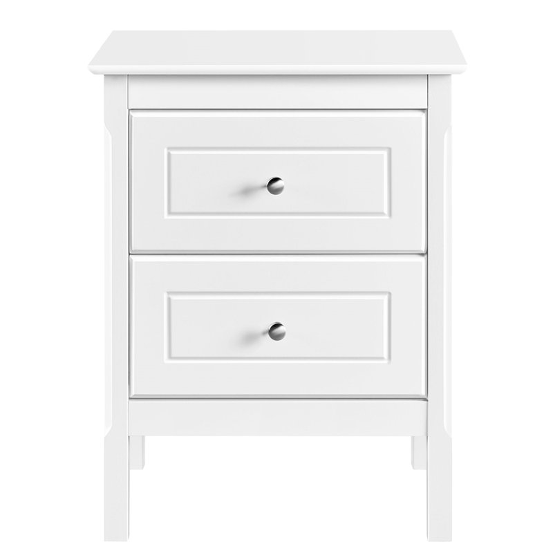 2 Drawers Bedside Table, White