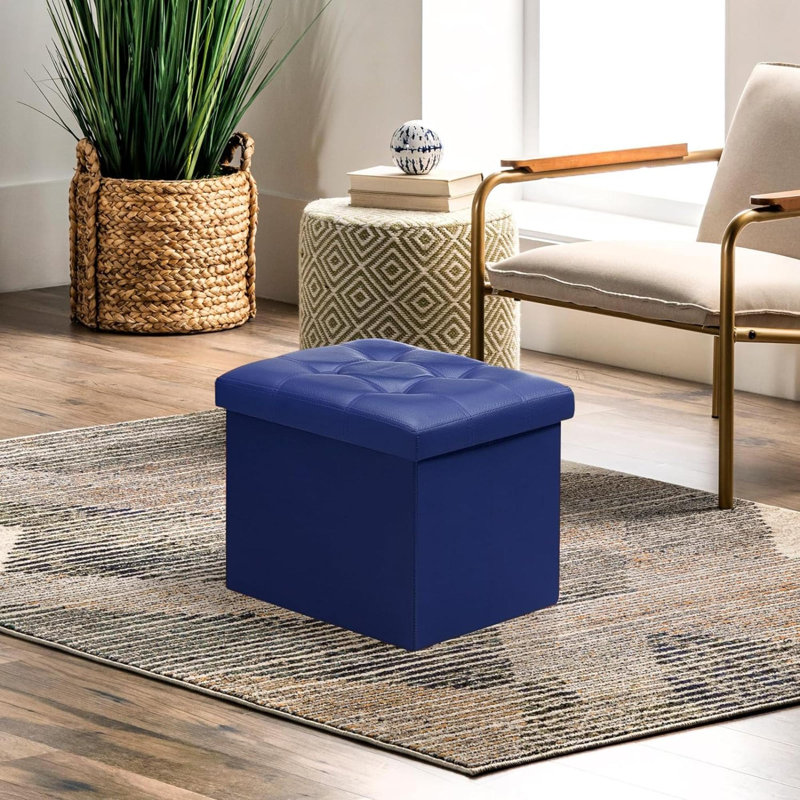 Tabouret d'appoint en bois massif Alliette, Bleu