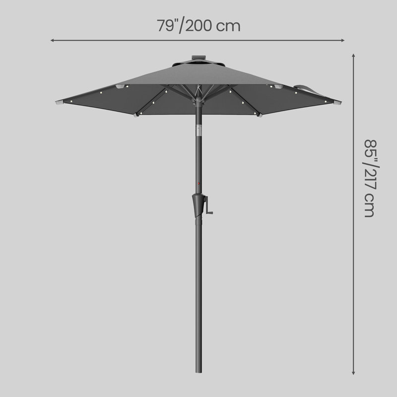 195cm Tilt Beach Parasol, Grey