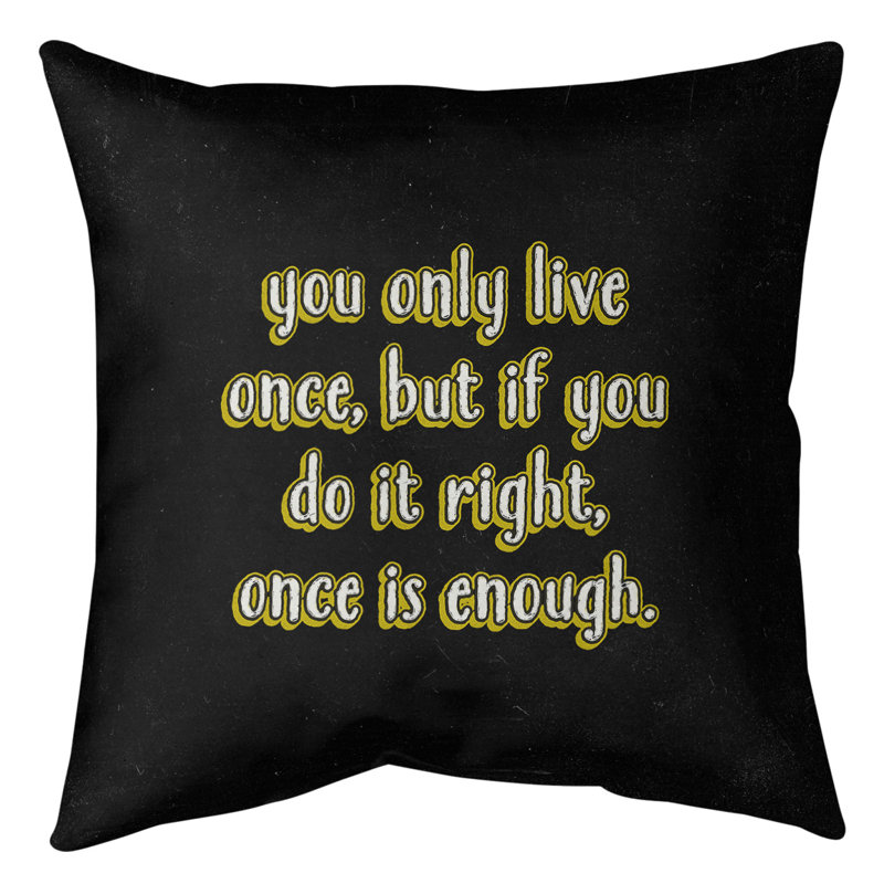 Coussin de sol You Only Live Once, 40 po x 40 po, Jaune