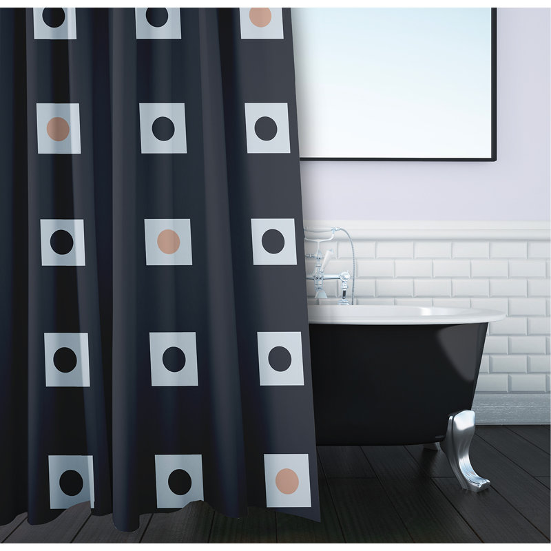 Rideau de douche géométrique simple, Bleu foncé