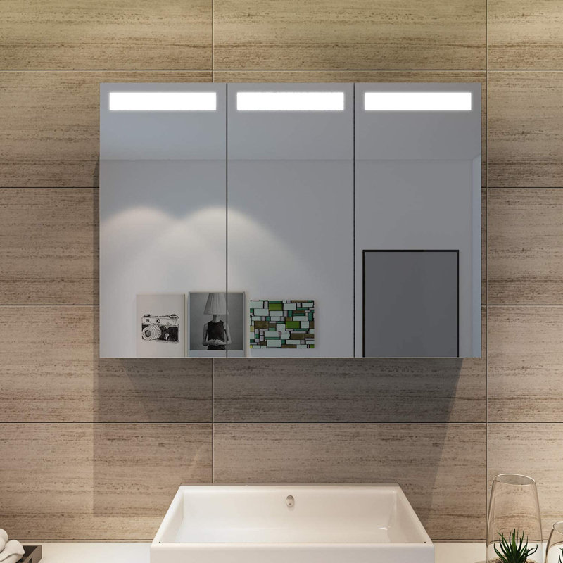Summerville Surface Mirrored Bathroom Cabinets with Mirror and 2