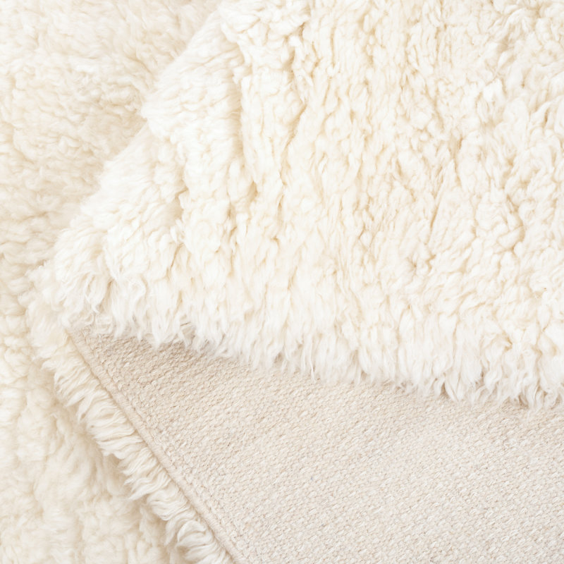 Abriel Solid Color Handmade Wool Area Rug in Ivory, Runner 2'3" x 8'