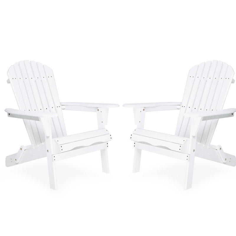 Chaise pliante en bois massif - blanc, grain, surface de patio pré-assemblée 2 pièces, utilisation à l'extérieur, Blanc