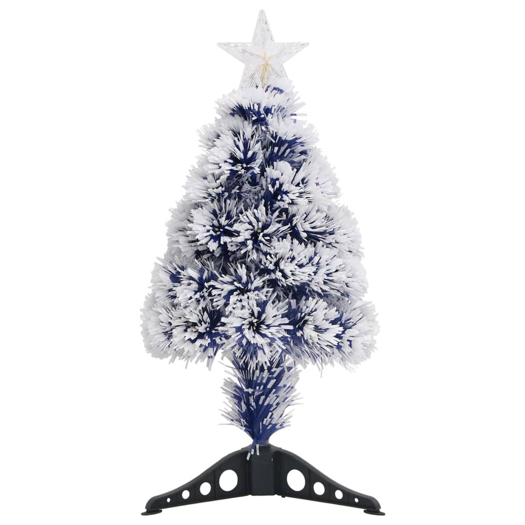 Künstlicher Weihnachtsbaum 64 cm Weiß/Blau mit LED-Leuchten, Kunstschnee und Kugeln