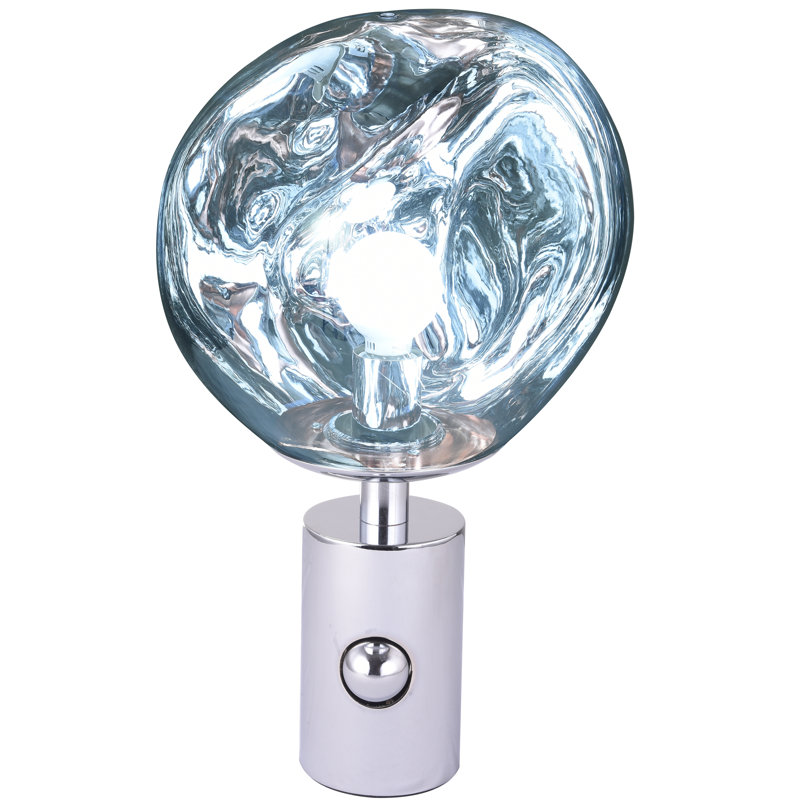 Mahalia 1 Light Silver Table Lamp With An Acrylic Distorted ORB Shade