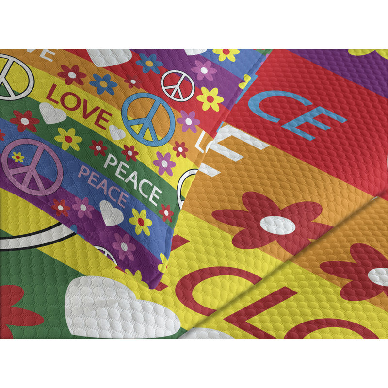 Ambesonne Hippie Bedspread, King Bedspread + 2 Standard Shams