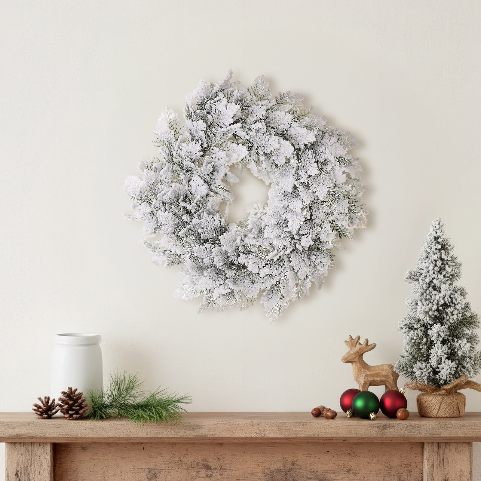 28" Snowy Acadia Cedar Wreath