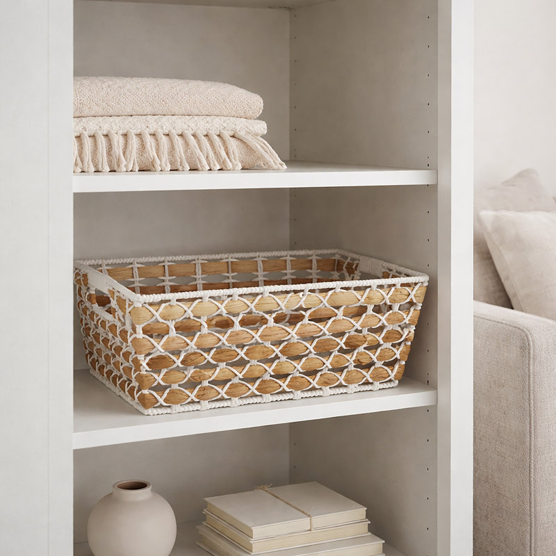  Large Shelf Woven Tote, 4.9" H x 14.96" W x 12.99" D