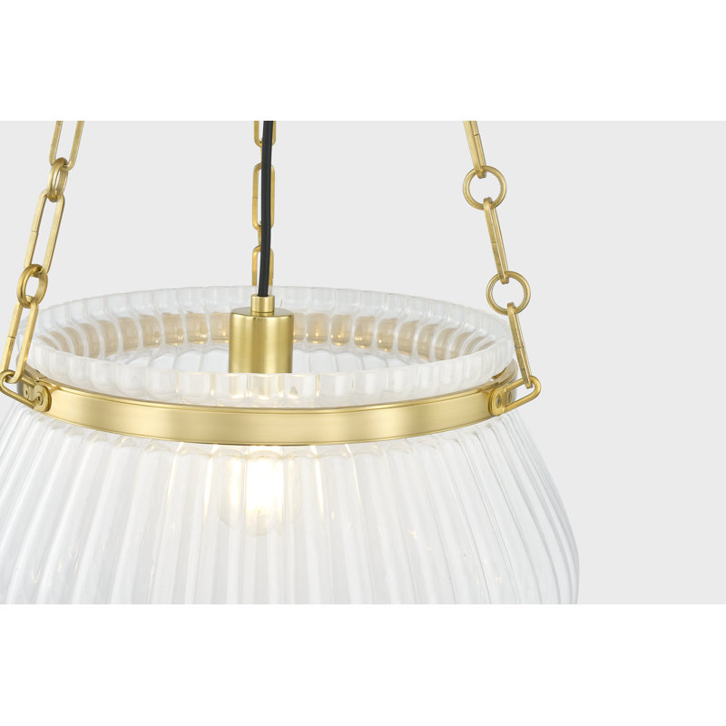 Granby 1 Light Pendant, 12" H x 17" W x 17" D, Aged Brass