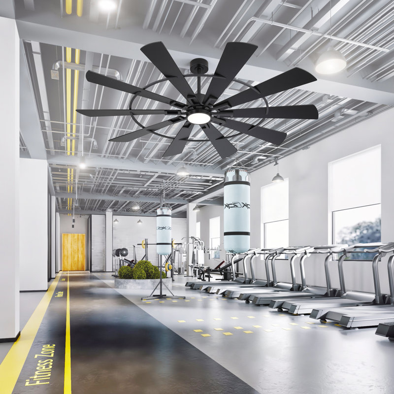 72" Modern Ceiling Fan with Light and Remote, 10-Blade Indoor Ceiling Fan, Quiet Reversible DC Motor, 3CCT LED Light, 6-Speed, Black/Walnut