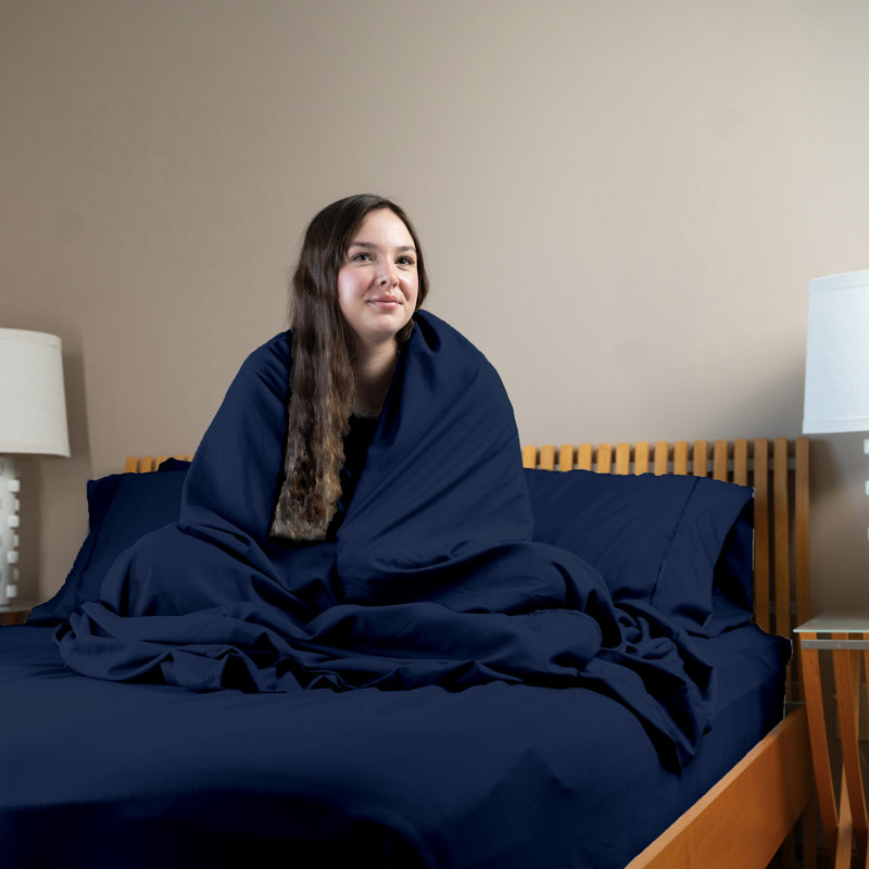Ultra Soft Bamboo Sheet Set - 4 Pc Set - Wrinkle Resistant - Cooling Sheets with Deep Pockets, Navy