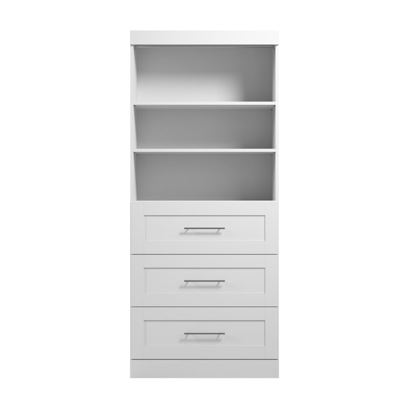 Arlex 36W Closet Organizer System with Drawers, White