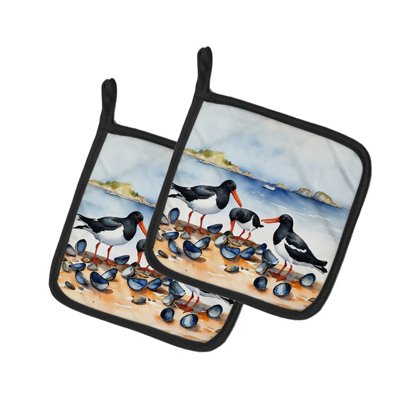 Oystercatchers alimentant une paire de poignées