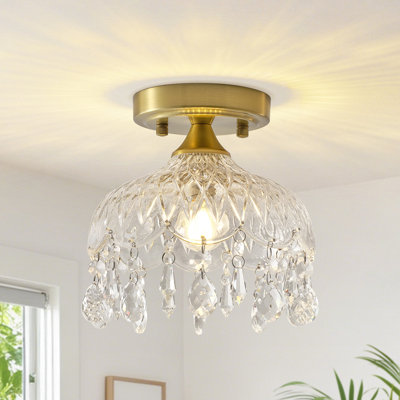 1-light 7.9" Mini Crystal Flush Mount Ceiling Light