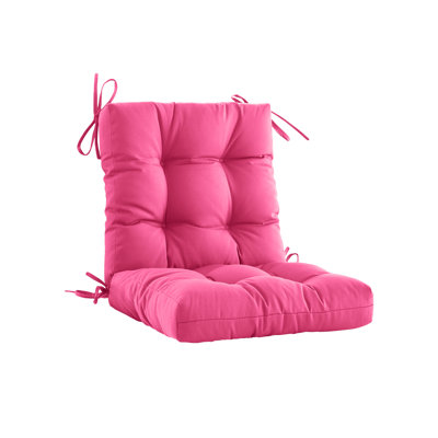 Outdoor Chair Cushions, 20x4 Inches Water-Resistant Fade-Resistant Patio Seat Pads With Straps, 100% Polyester Non-Removable Cover, Recycled Filling For Patio, Deck, Garden Chairs,Pink