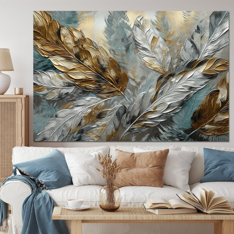 Art mural argent et argent Expressions of Freedom I - Boho Feather