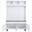 Portemanteaux pour vestibule, portemanteau 5 en 1 avec banc de rangement 47,2 po | Blanc | Panneau de particules-1872339902
