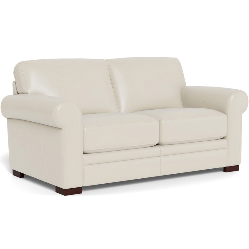 Brookfield 70'' Genuine Leather Rolled Arm Loveseat, Vanilla
