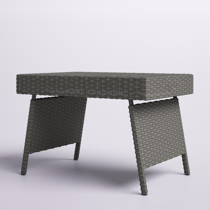 Aviraj Rectangular Wicker/Rattan Outdoor Folding Side Table, Gray