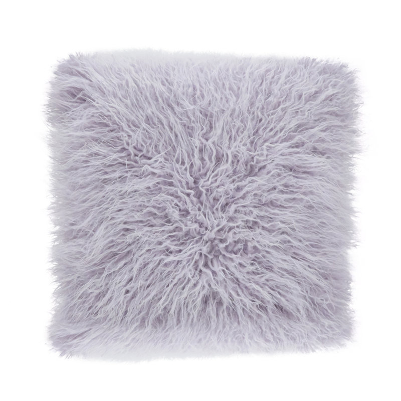 Faux Mongolian Collection Throw Pillow, Lavender, 22"H x 22"W