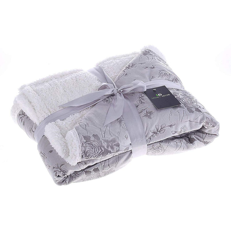 Jeté en sherpa et micro-fourrure, Gris