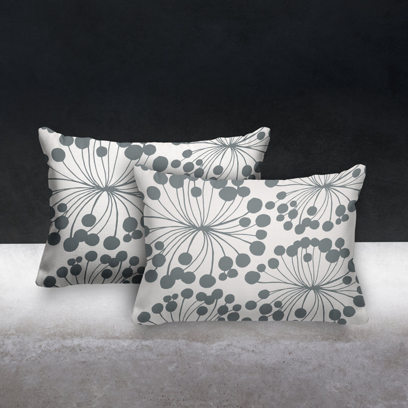 Polyester / Mélange de polyester Housse de coussin rectangulaire intérieure / extérieure lombaire et insert, Gris