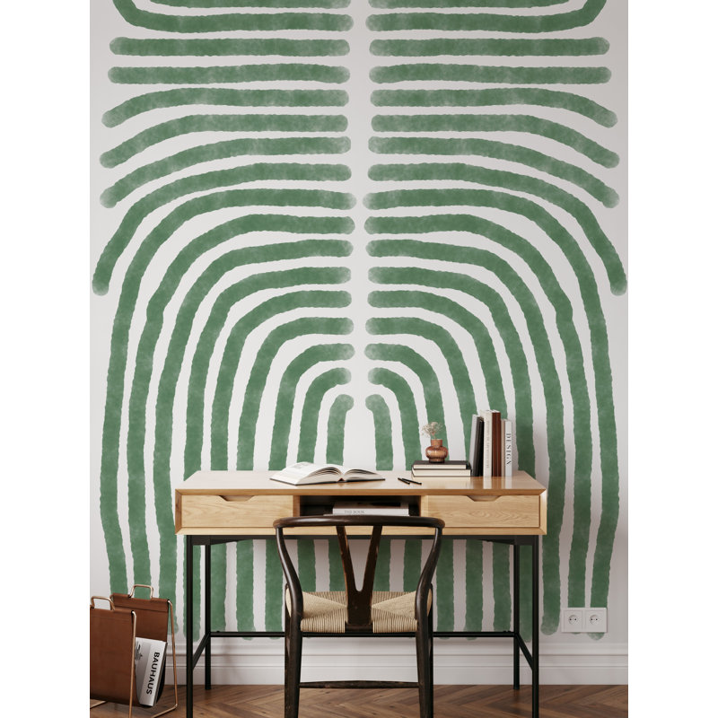 Green and White Boho Wallpaper, Green/White