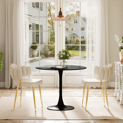 Ensemble de salle à manger élégant avec piédestal et chaises en velours