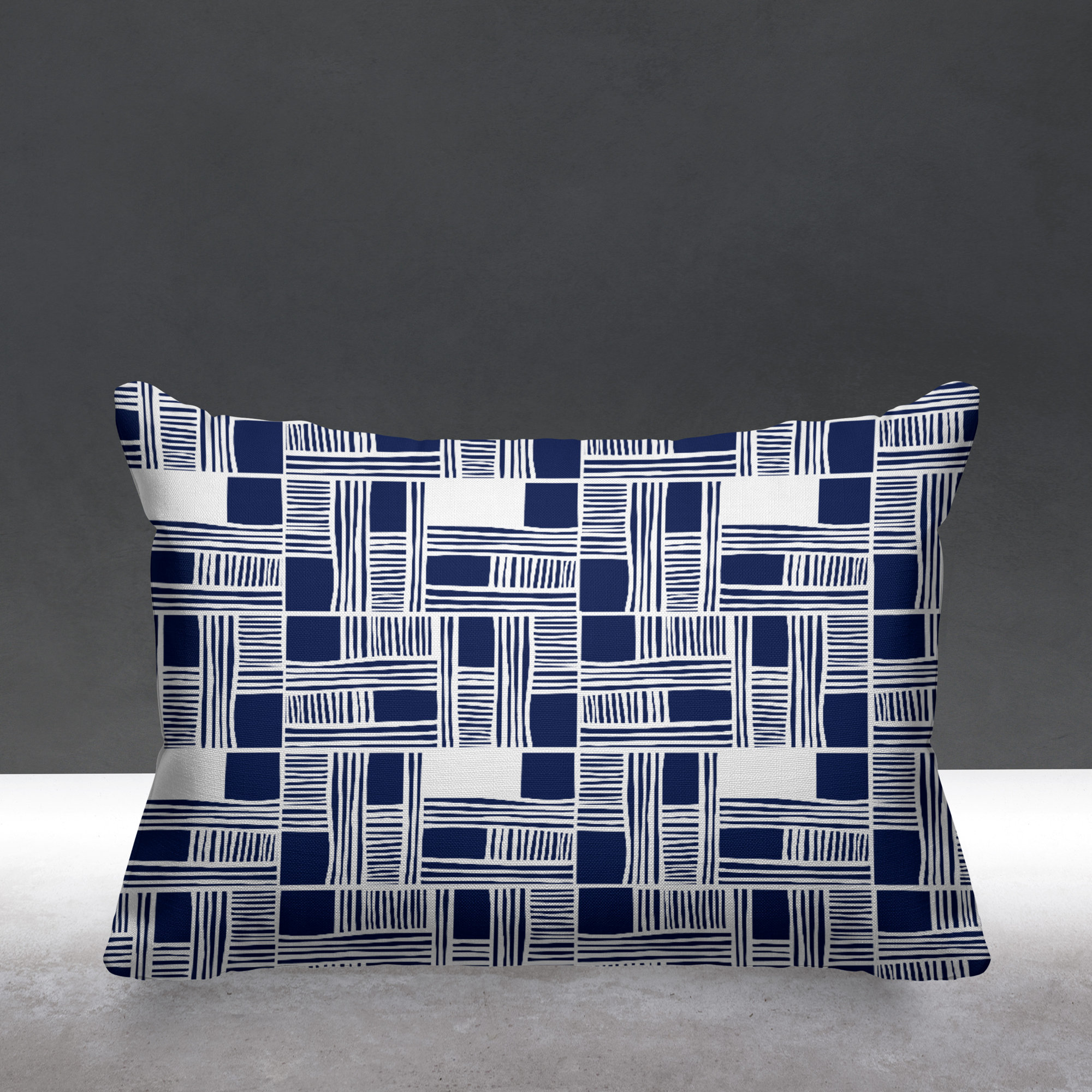 Kapri Indoor/Outdoor Throw Pillow, Blue, Rectangle, 14" x 20"