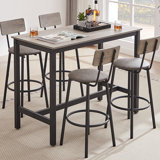 Reames 5-Piece Bar Table Set, Counter Height Table with 4 Bar Chairs, Pub Table Set